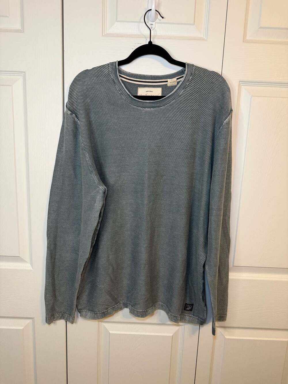 Weatherproof Men's Ribbed Long Sleeve Crew Neck Pullover Sweater XXL Blue
